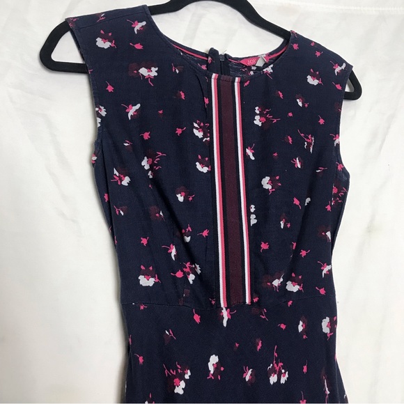Joules Lucinda Blue Floral Sleeveless Round Neck Zip Up A-Line MIDI Dress Size 2 - Picture 3 of 16